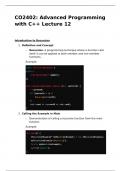 SEMESTER 2, LECTURE NOTES & FLASHCARDS CO2402 Advanced Programming with C plus plus