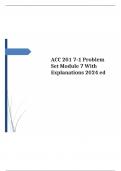 ACC 201 7-1 Problem Set Module 7 With Explanations 2024 ed