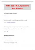 APSC 151 FINAL Questions  And Answers