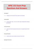 APSC 151 Exam Prep Questions And Answers