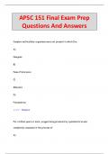 APSC 151 Final Exam Prep Questions And Answers