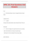 APSC 151 Final Questions And  Answers