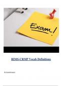 RIMS-CRMP Vocab Definitions ( Latest 2024 / 2025 ) Actual Questions and Answers 100% Correct