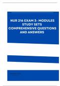 NUR 216 EXAM 3 STUDY SET COMPREHENSIVE QUESTIONS AND ANSWERS