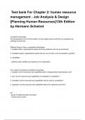  Test bank For Chapter 2: human resource management - Job Analysis & Design [Planning Human Resources]13th Edition by Hermann Schwind