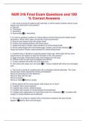  NUR 316 Final Exam Questions and 100 % Correct Answers