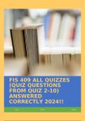 FIS 409 ALL QUIZZES (QUIZ QUESTIONS FROM QUIZ 2-10) ANSWERED CORRECTLY 2024!!