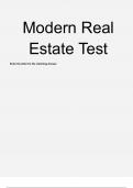 Modern Real Estate Test Verified and 100% Correct Q & A, Complete Document for Exam