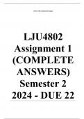 LJU4802 Assignment 1 (COMPLETE ANSWERS) Semester 2 2024 - DUE 22 August 2024 ; 100% TRUSTED Complete, trusted solutions and explanations. Ensure your success with us.. 