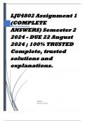 LJU4802 Assignment 1 (COMPLETE ANSWERS) Semester 2 2024 - DUE 22 August 2024 ; 100% TRUSTED Complete, trusted solutions and explanations.