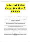 STATE BRAKE CERTIFICATION CORRECT QUESTIONS & ANSWERS(RATED A)PACKAGE DEAL