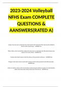 2023-2024 Volleyball NFHS Exam COMPLETE QUESTIONS & AANSWERS(RATED A)