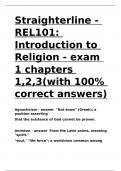 Straighterline - REL101 Introduction to Religion - exam 1 chapters 1,2,3(with 100- correct answers).