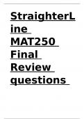 StraighterLine MAT250 Final Review questions and answers.