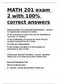 MATH 201 exam 2 with 100- correct answers