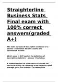 Straighterline Business Stats Final exam with 100- correct answers(graded A+)