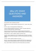 68w LPC EXAM QUESTIONS AND ANSWERS