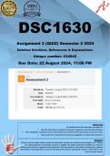 DSC1630 Assignment 2 (COMPLETE ANSWERS) Semester 2 2024 (234642) - DUE 22 August 2024