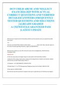 DCF CHILD ABUSE AND NEGLECT EXAM 2024-2025 WITH ACTUAL  CORRECT QUESTIONS AND VERIFIED  DETAILED ANSWERS |FREQUENTLY  TESTED QUESTIONS AND SOLUTIONS  |ALREADY GRADED  A+|NEWEST|GUARANTEED PASS  |LATEST UPDATE