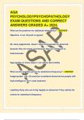 AQA PSYCHOLOGYPSYCHOPATHOLOGY  EXAM QUESTIONS AND CORRECT  ANSWERS GRADED A+ 2024.