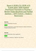 Exam 2: NUR1172 / NUR 1172 (Latest 2024 / 2025 Update) Nutritional Principles in Nursing | Review Guide Questions and Verified Answers | 100% Correct | Grade A - Rasmussen