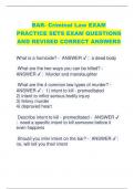 BAR- Criminal Law EXAM  PRACTICE SETS EXAM QUESTIONS  AND REVISED CORRECT ANSWERS