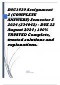 DSC1630 Assignment 2 (COMPLETE ANSWERS) Semester 2 2024 (234642) - DUE 22 August 2024 ; 100% TRUSTED Complete, trusted solutions and explanations. 