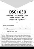 DSC1630 Assignment 1 (ANSWERS) Semester 2 2024 - DISTINCTION GUARANTEED