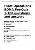 Plant Operations BOMA Pre-Quiz 1-100 questions and answers