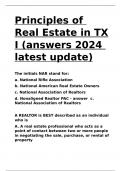 Principles of Real Estate in TX I (answers 2024 latest update).