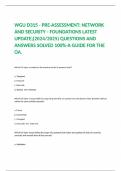 WGU D315 - PRE-ASSESSMENT: NETWORK AND SECURITY - FOUNDATIONS LATEST UPDATE;(2024/2025) QUESTIONS AND ANSWERS SOLVED 100%-A GUIDE FOR THE OA.