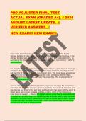 PRO-ADJUSTER FINAL TEST.  ACTUAL EXAM {GRADED A+}. // 2024  AUGUST LATEST UPDATE. //  VERIFIED ANSWERS. // NEW EXAM!!! NEW EXAM!!!