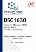 DSC1630 Assignment 4 (DETAILED ANSWERS) Semester 2 2024 - DISTINCTION GUARANTEED 