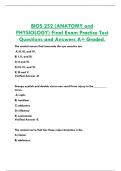 BIOS 252 (ANATOMY and  PHYSIOLOGY) Final Exam Practice Test  Questions and Answers A+ Graded.