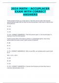 2024 MATH – ACCUPLACER EXAM WITH CORRECT ANSWERS