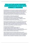 2024 ACCUPLACER READING COMPREHENSION EXAM WITH CORRECT ANSWERS