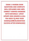 EXAM 2: NUR206 EXAM QUESTIONS AND COMPLETE WELL EXPLAINED AND 100% CORRECT VERIFIED ANSWERS WITH RATIONALE  LATEST UPDATE 2024 GRADED A+[ALL YOU NEED TO PASS YOUR EXAMS][100% GUARANTEED SUCCESS AFTER DOWNLOAD