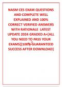 NASM CES EXAM QUESTIONS AND COMPLETE WELL EXPLAINED AND 100% CORRECT VERIFIED ANSWERS WITH RATIONALE  LATEST UPDATE 2024 GRADED A+[ALL YOU NEED TO PASS YOUR EXAMS][100% GUARANTEED SUCCESS AFTER DOWNLOAD]