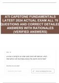 ATI CAPSTONE FUNDAMENTALS LATEST 2024 ACTUAL EXAM ALL 70 QUESTIONS AND CORRECT DETAILED ANSWERS WITH RATIONALES (VERIFIED ANSWERS) 