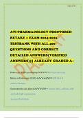 ATI PHARMACOLOGY PROCTORED RETAKE 1 EXAM 2024-2025 TESTBANK WITH ALL 400 QUESTIONS AND CORRECT DETAILED ANSWERS(VERIFIED ANSWERS)|| ALREADY GRADED A+ Endoscopy (EGD) positioningNSleft side lying Before an Endoscopy (EGD):NS-NPO 6-8 hr -remove dentures Gas