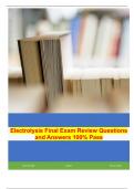 Electrolysis Final Exam Review Questions and Answers 100% Pass