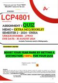 LCP4801 ASSIGNMENT 1 QUIZ MEMO - SEMESTER 2 - 2024 - UNISA - DUE : 30 AUGUST 2024 - UNIQUE NUMBER:-  279043 (DISTINCTION GUARANTEED)