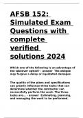 AFSB 152 Simulated Exam Questions with complete verified solutions 2024