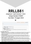 RRLLB81 Assignment 1 (ANSWERS) Semester 2 2024 - DISTINCTION GUARANTEED