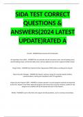 SIDA TEST CORRECT QUESTIONS & ANSWERS(2024 LATEST UPDATE)RATED A