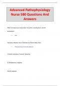 Advanced Pathophysiology  Nurse 580 Questions And  Answers