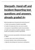 Sherpath- Hand-off and Incident Reporting test questions and answers already graded A+