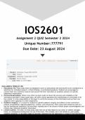 IOS2601 Assignment 2 QUIZ(ANSWERS) Semester 2 2024 - DISTINCTION GUARANTEED