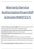 Warranty Service Authorization Exam ASP & Onsite (RWST217).