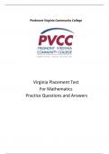 Virginia Placement Test  For Mathematics   Practice Questions and Answers